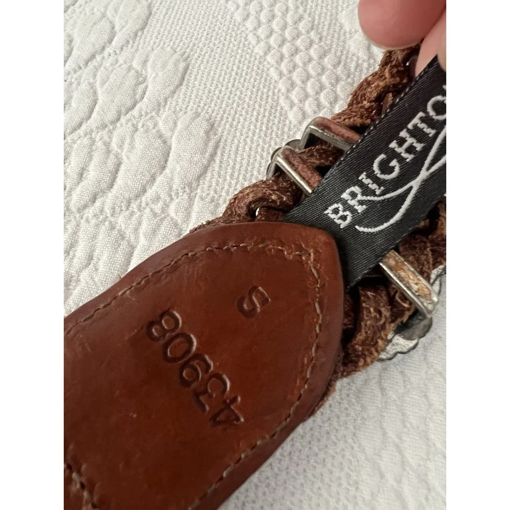 vintage BRIGHTON western CONCHO braided Leather 1991 Belt HEARTS 43908 Small